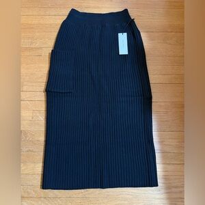 Paper Label Ribbed Knit Pencil Skirt - Black WL, NWT